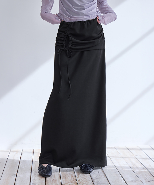 Shirring Layerd Long Skirt, 2colors