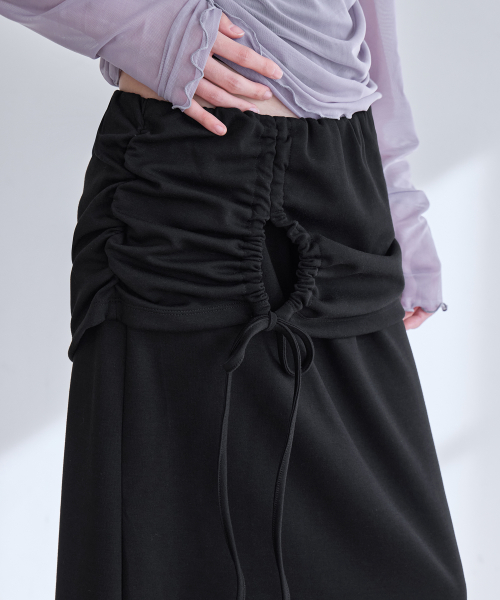 Shirring Layerd Long Skirt, 2colors