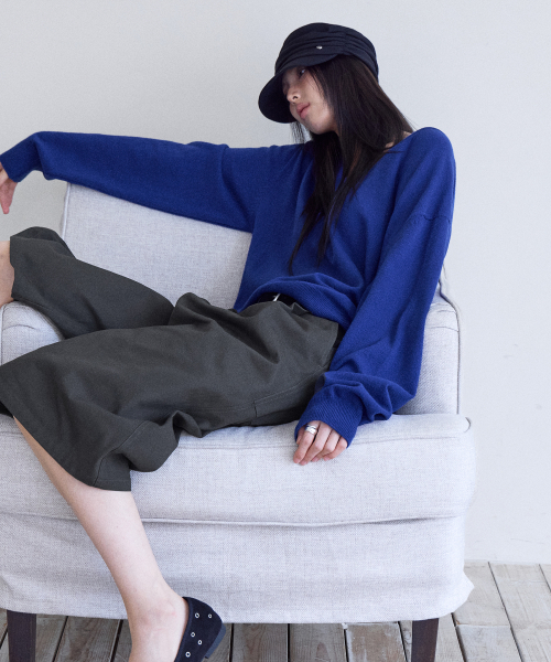 Cashmere Merino V-Neck Knit, COBALT BLUE