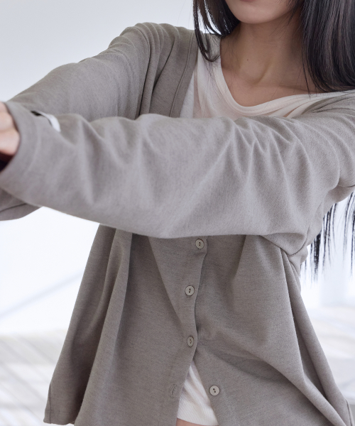 Deep V-Neck Relaxed Cardigan, OATGREY