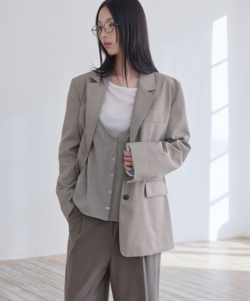 Deep V-Neck Relaxed Cardigan, OATGREY