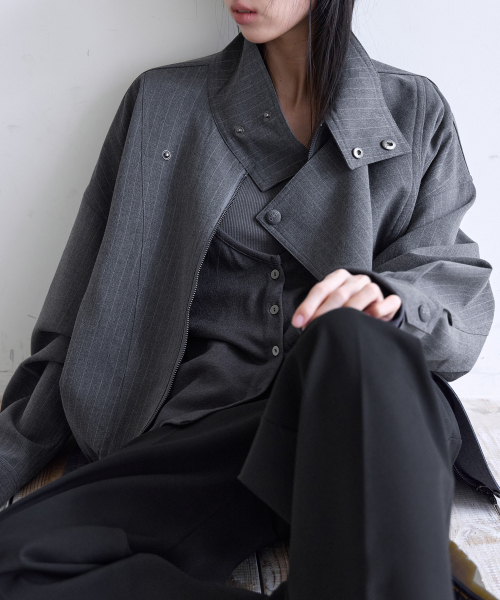 Deep V-Neck Relaxed Cardigan, CHARCOAL