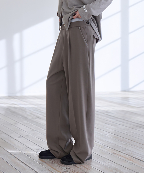 Sagging Layered Slacks, BROWN