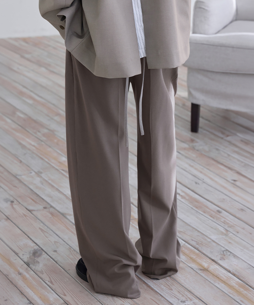 Sagging Layered Slacks, BROWN