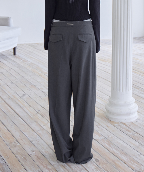 Sagging Layered Slacks, CHARCOAL