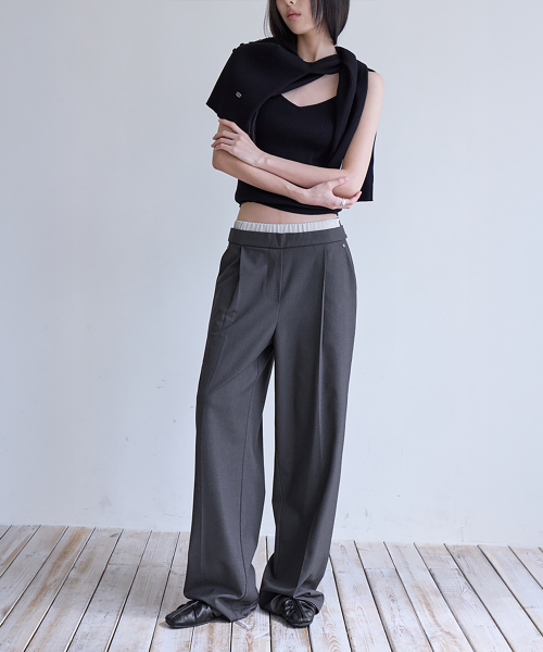 Sagging Layered Slacks, CHARCOAL