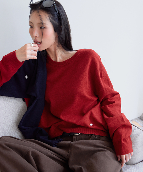 Essential Washable Round Knit, RED