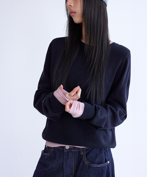 Essential Washable Round Knit, NAVY