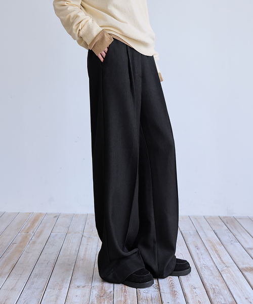 Raw Edge Slacks, BLACK