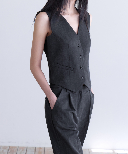 [SET-UP] Essential Tailored Vest, CHARCOAL