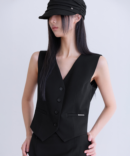 [SET-UP] Essential Tailored Vest, BLACK