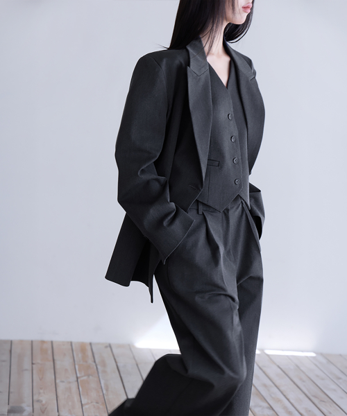 [SET-UP] Essential Tailored Oversized Jacket, CHARCOAL