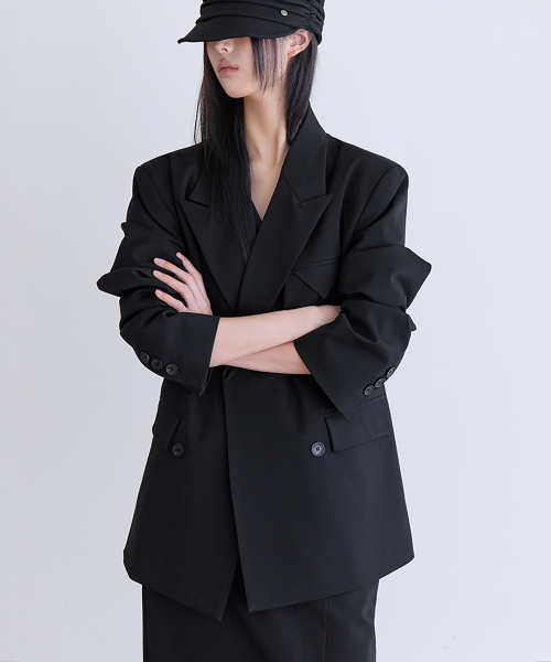 [SET-UP] Essential Tailored Oversized Jacket, BLACK