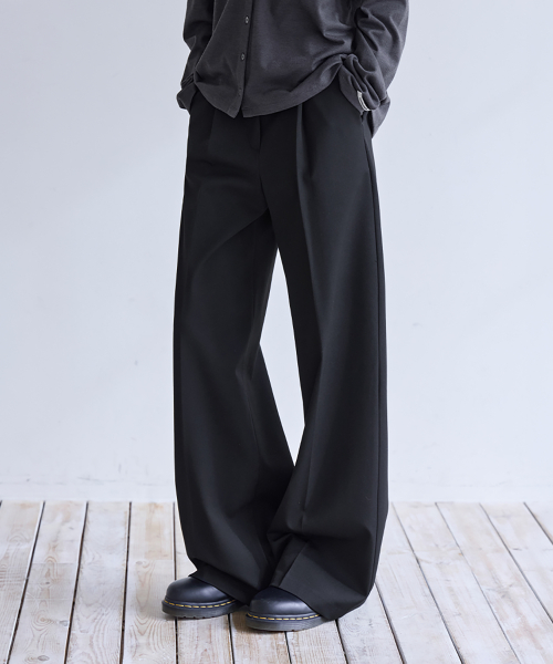 [SET-UP] Essential Tailored One-Tuck Straight Slacks, BLACK