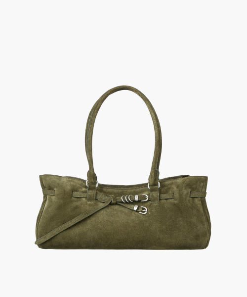SOFT GRANDMA SHOULDER BAG_dark olive suede