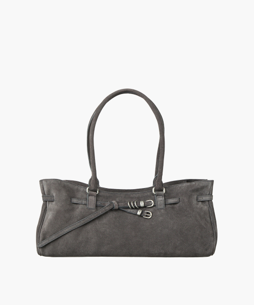 SOFT GRANDMA SHOULDER BAG_grey suede