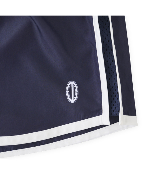 Line track shorts in dark blue