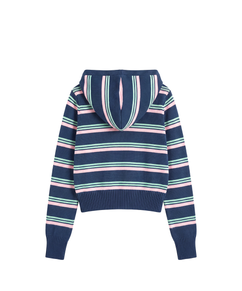 Mellow Stripe Hoodie Zip-Up_Navy