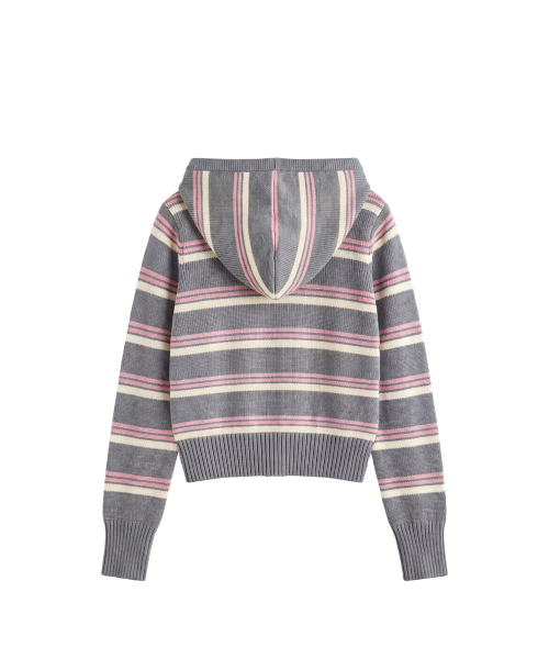 Mellow Stripe Hoodie Zip-Up_Gray