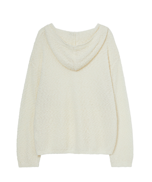 BOUCLE KNIT HOODIE IN CREAM