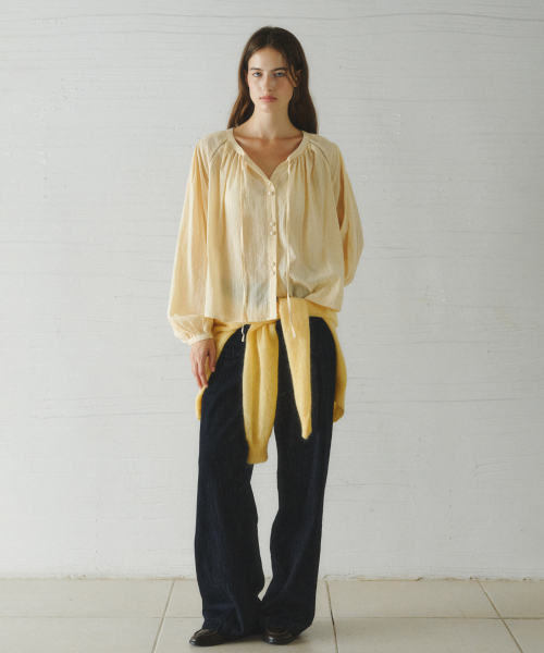 LUCIA raglan shirring blouse_BUTTER