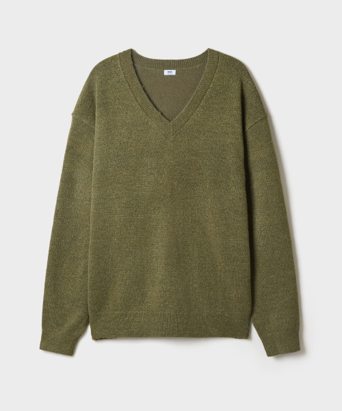 [Soft Yarn] Fuzzy Vneck Sweater_SPKWG4TC02