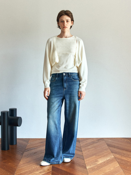 Scallop Bolero & Punch Knit Set (2color)