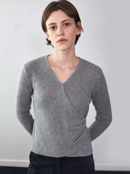 Wrap Side Tuck Knit Top (3color)
