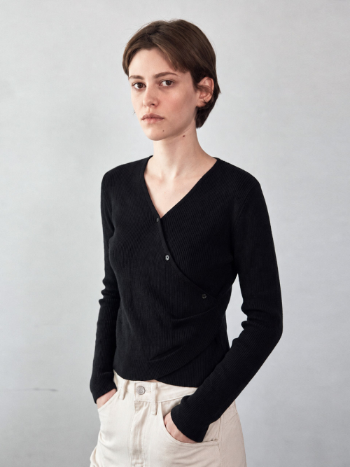 Wrap Side Tuck Knit Top (3color)