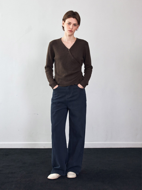 Wrap Side Tuck Knit Top (3color)