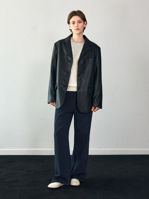 Tailored Collar Leather Blazer