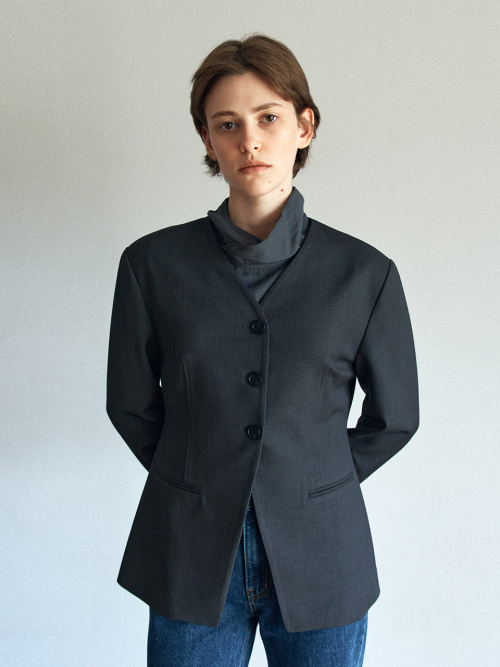 Minimal Collarless Hourglass Jacket (2color)