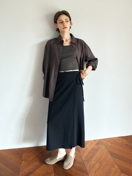 Essential Wrap H-Line Long Skirt