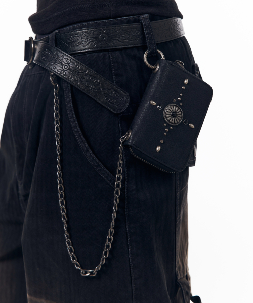 Western Studded Leather Wallet (Black)