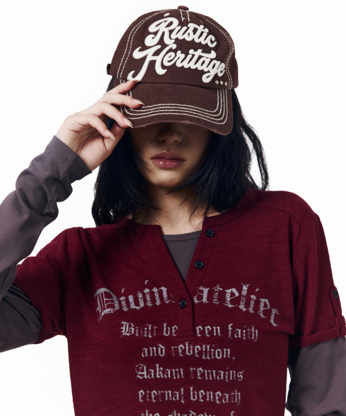 Rustic Stud Ball Cap (Burgundy)