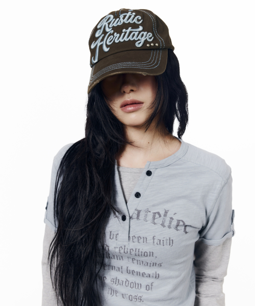 Rustic Stud Ball Cap (Brown)