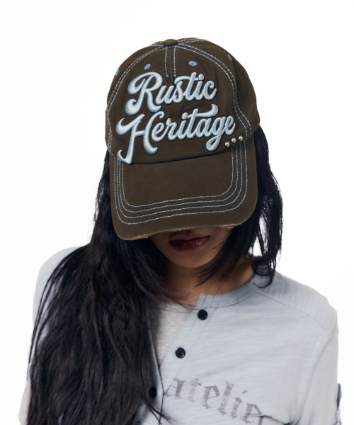 Rustic Stud Ball Cap (Brown)