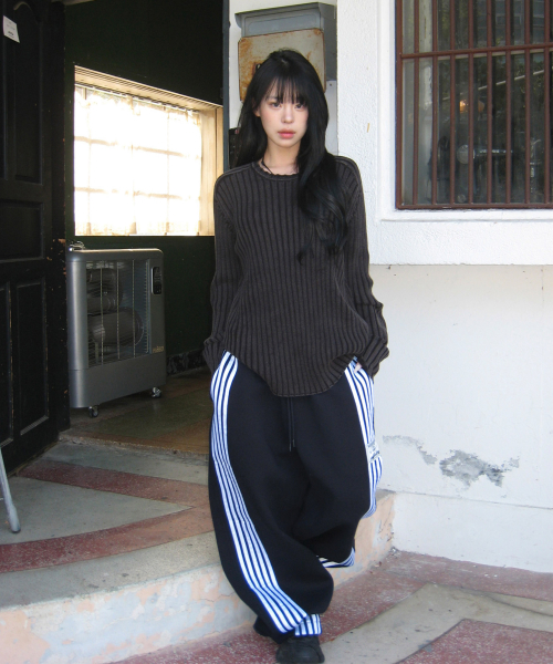 Line Taped Track Pants (Navy)