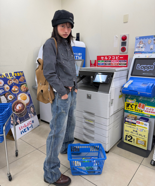 Destroyed Streak Flare Denim Pants (Blue)