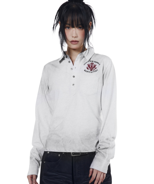 Vintaged Washed Pocket Long Shirts (Black)