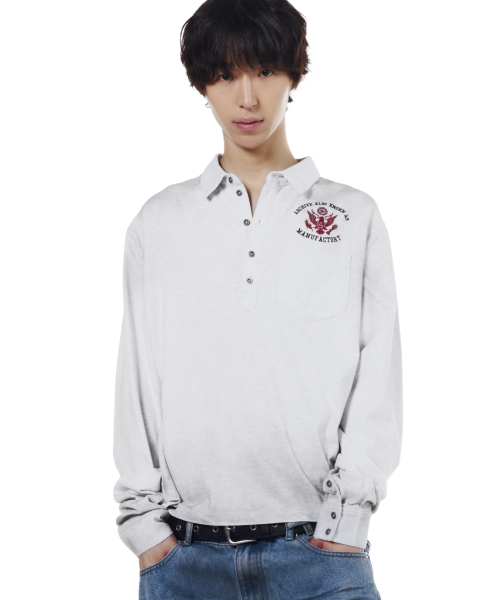Vintaged Washed Pocket Long Shirts (Black)