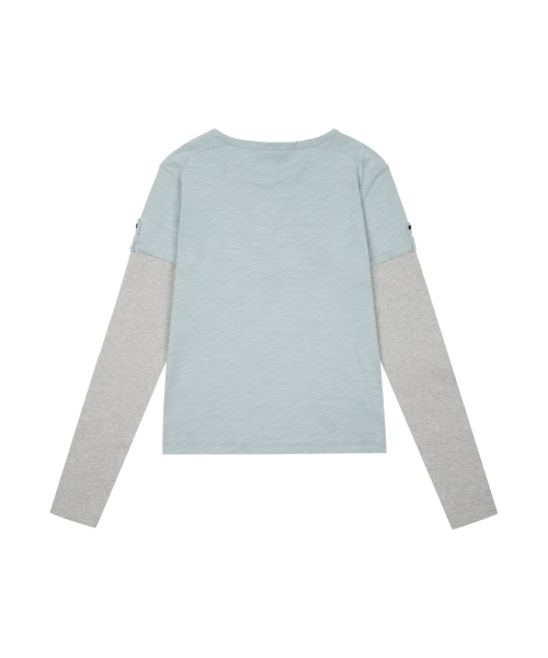 Henry Neck Layered Long Sleeve (Sky Blue)