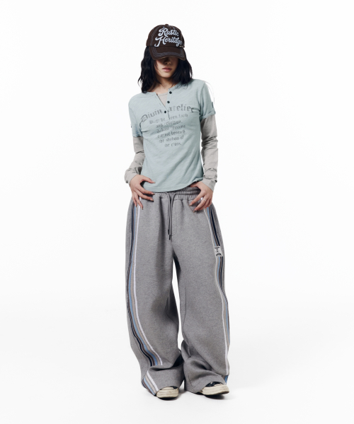 Henry Neck Layered Long Sleeve (Sky Blue)