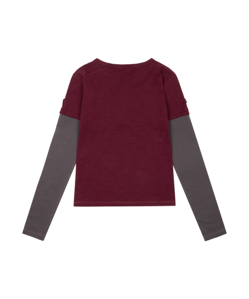 Henry Neck Layered Long Sleeve (Burgundy)
