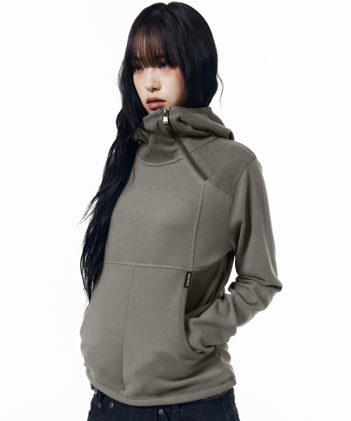 Fleece Utility Hooded Long Sleeve (Gray)