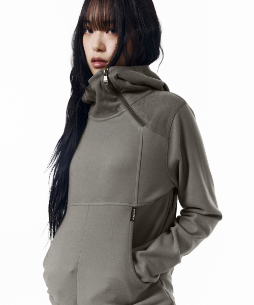 Fleece Utility Hooded Long Sleeve (Gray)