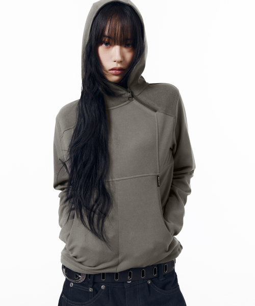 Fleece Utility Hooded Long Sleeve (Gray)