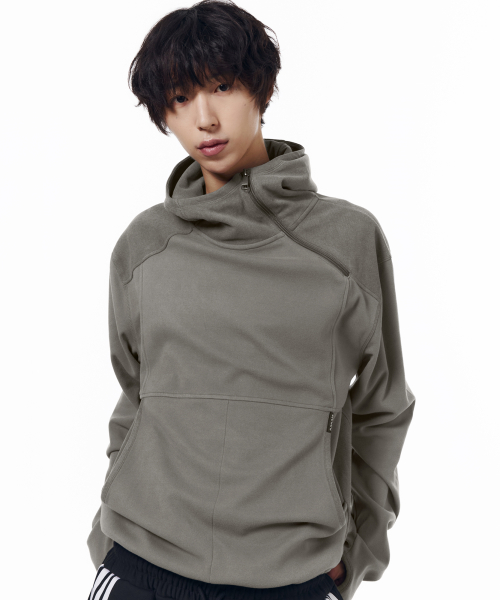 Fleece Utility Hooded Long Sleeve (Gray)