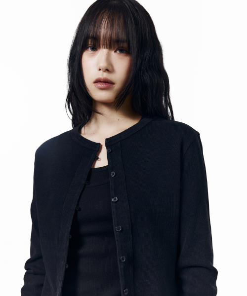 Jersey Skinny Cardigan (Black)
