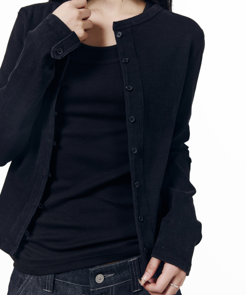 Jersey Skinny Cardigan (Black)